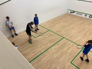 Some of the Rangers youngsters are shown the ropes by a coach at SSRC.