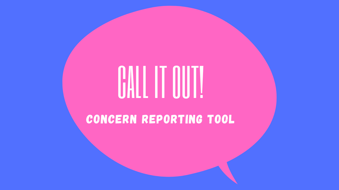 A speech bubble with Call It Out! written in to show Scottish Squash's concern reporting tool
